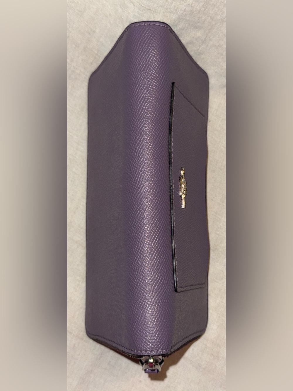 Coach Plum Zip-Around Saffiano Leather Wallet with Front Card Slot - Picture 6 of 15